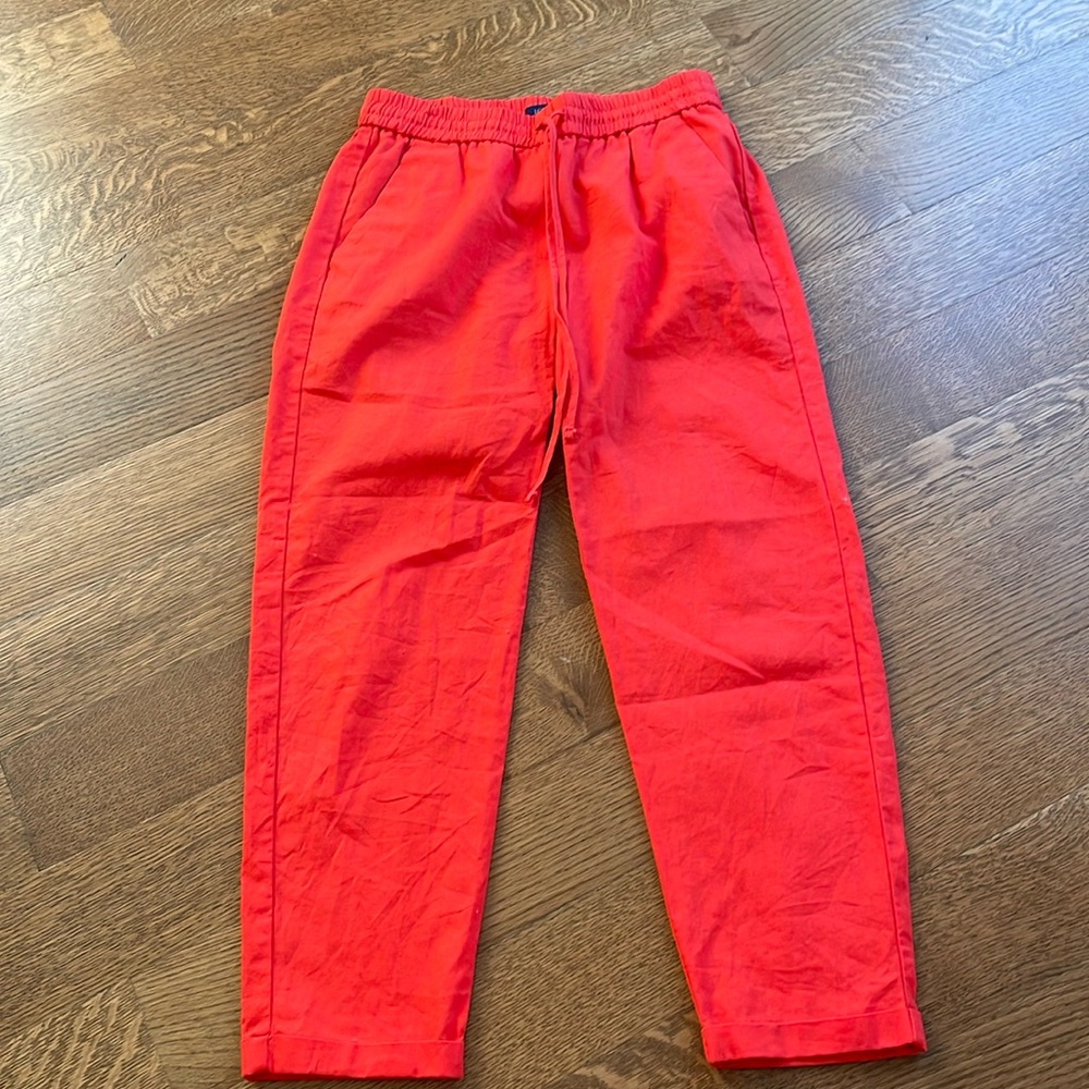 J. Crew Linen-cotton blend drawstring pant Size 0